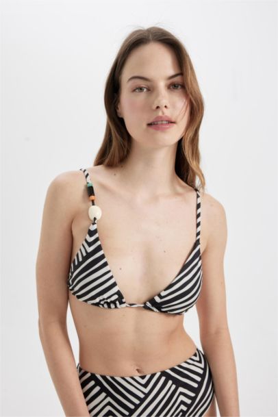 Regular Fit Striped Bikini Top