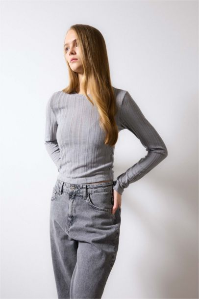 Fitted Crew Neck Basic Long Sleeve T-Shirt