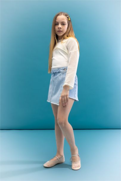 تيشيرت بناتي كم طويل مضلع قصة مريحة