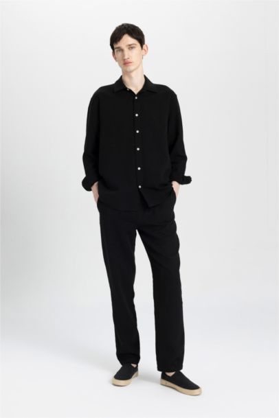 قميص بولو ردن طويل قطن قصة مريحة