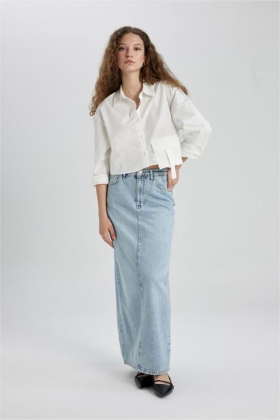 Long Fıt Jean Uzun Boy Etek