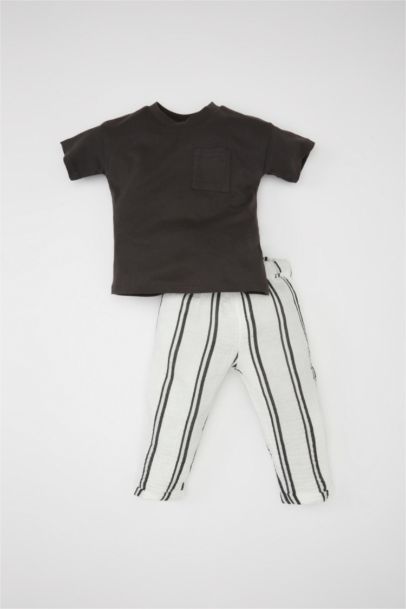 Baby Boy Short Sleeve T-Shirt Striped Pants 2 Piece Set