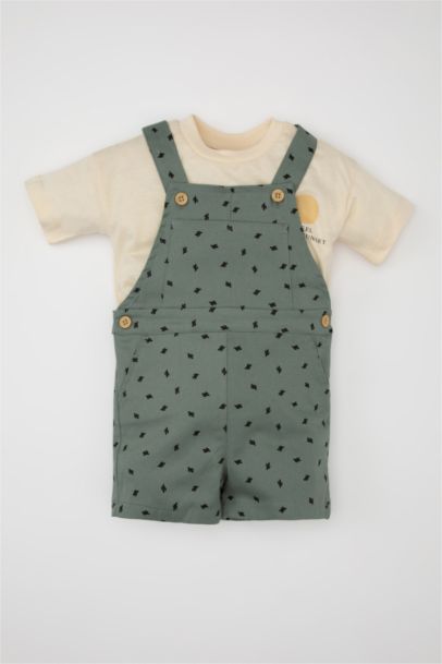 Baby Boy Cactus Patterned T-Shirt Overalls 2 Piece Set