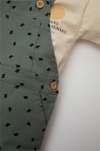 Baby Boy Cactus Patterned T-Shirt Overalls 2 Piece Set