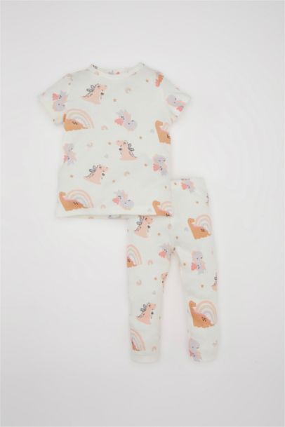 Baby Girl Dinosaur Printed 2 Piece Pajama Set