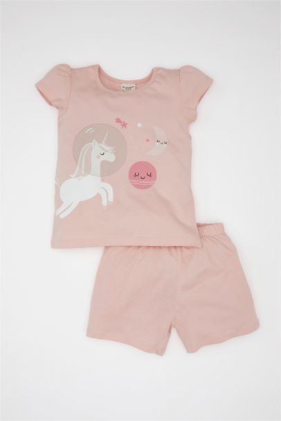 Baby Girl Unicorn Printed Cotton 2 Piece Pajama Set