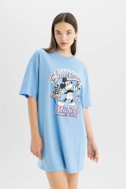 Disney Mickey & Minnie Short Sleeve Cotton Mini T-Shirt Dress