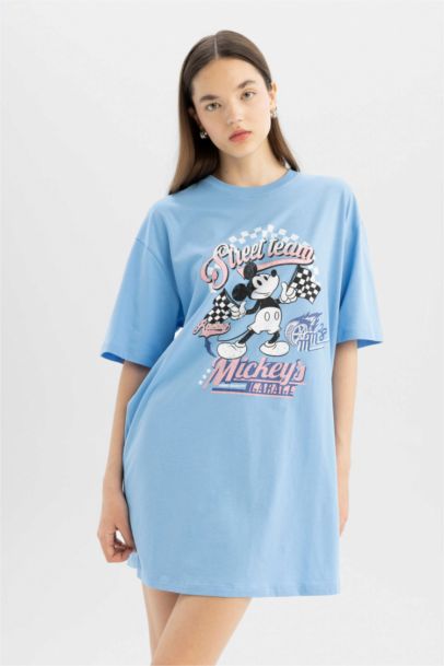 Disney Mickey & Minnie Short Sleeve Cotton Mini T-Shirt Dress