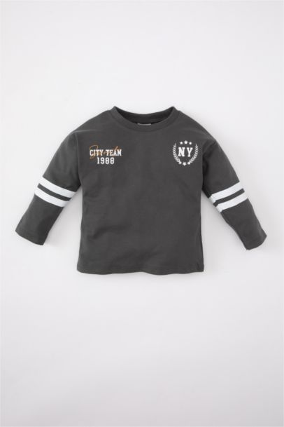 Baby Boy Crew Neck Printed Long Sleeve T-Shirt
