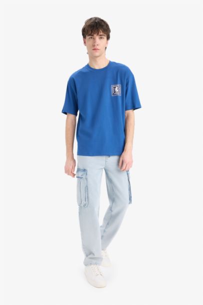 Oversize Fit Crew Neck Printed Short Sleeve T-Shirt