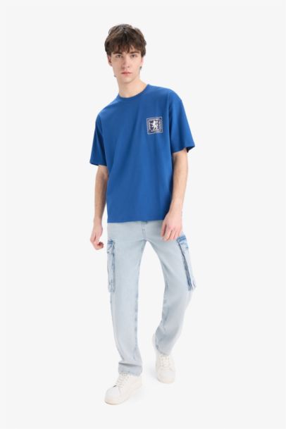 Oversize Fit Crew Neck Printed Short Sleeve T-Shirt