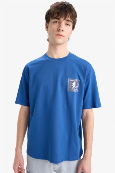 Oversize Fit Crew Neck Printed Short Sleeve T-Shirt