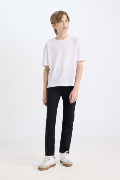 بنطلون جينز اولادي سليم فيت برجل عادية