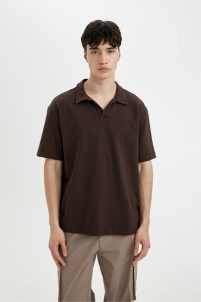 Relax Fit Basic Düz Kısa Kollu Polo Tişört