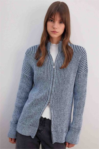 Regular Fit Half Turtleneck Cardigan