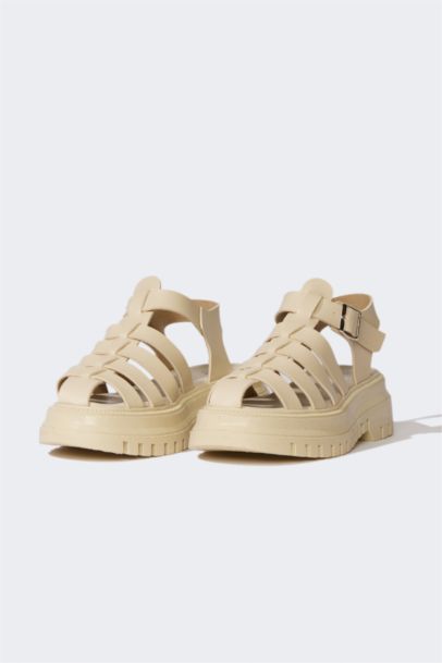 Woman High Sole Faux Leather Sandals