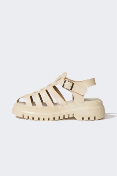 Woman High Sole Faux Leather Sandals