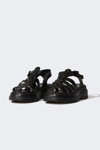 Woman High Sole Faux Leather Sandals