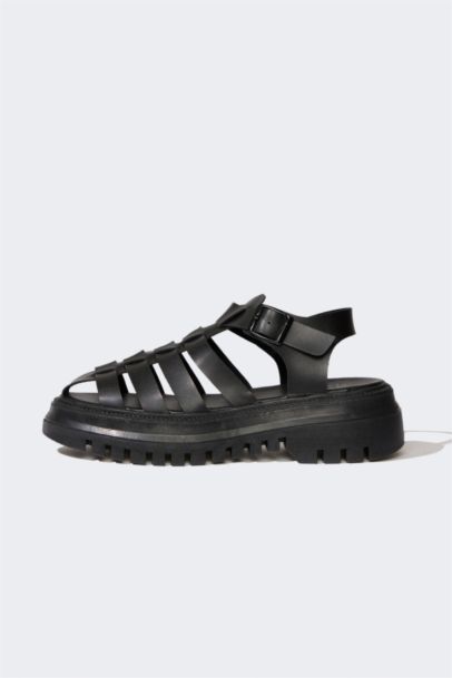 Woman High Sole Faux Leather Sandals