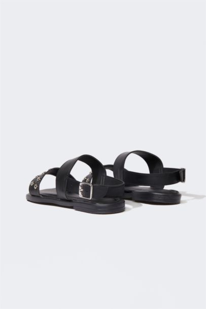 Woman Double Strap Flat Sole Sandals