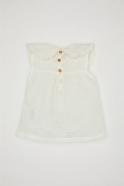 Baby Girl Big Collar Short Sleeve Shirt