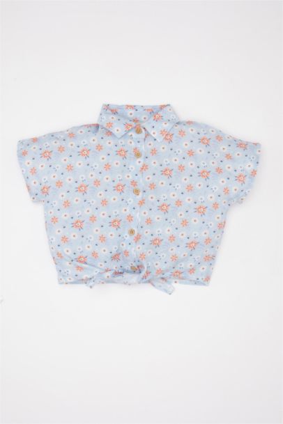 Baby Girl Patterned Short Sleeve Shirt