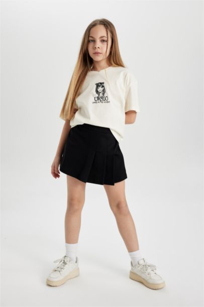 Ensemble de T-Shirt à Manches Courtes, Jupe Short imprimé pour Fille