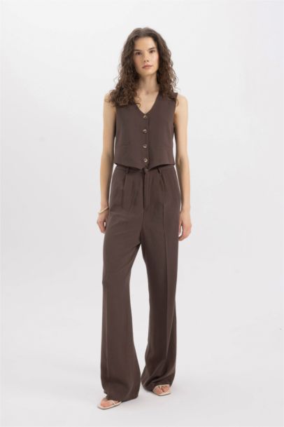 V-Neck Linen Blend Blazer Vest