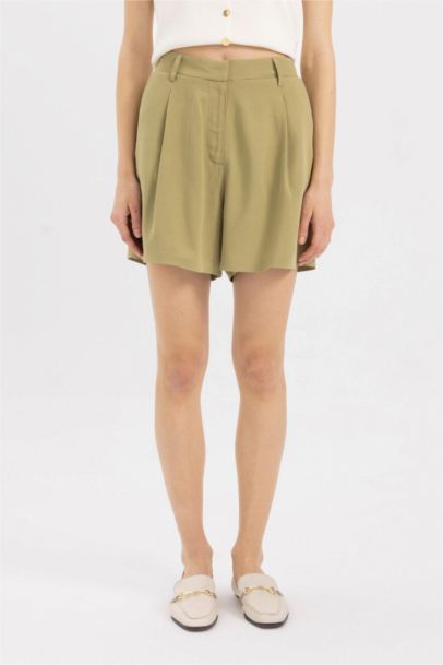Linen Blended High Waist Ankle Length Shorts