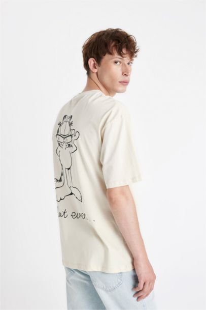 Boxy Fit Garfield Crew Neck Printed Short Sleeve T-Shirt