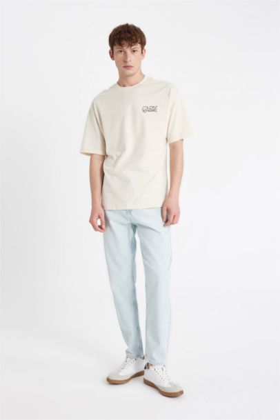 Boxy Fit Garfield Crew Neck Printed Short Sleeve T-Shirt