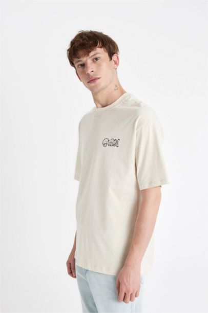 Boxy Fit Garfield Crew Neck Printed Short Sleeve T-Shirt