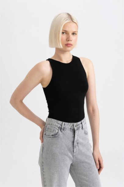 Débardeur noir Slim à col Halter