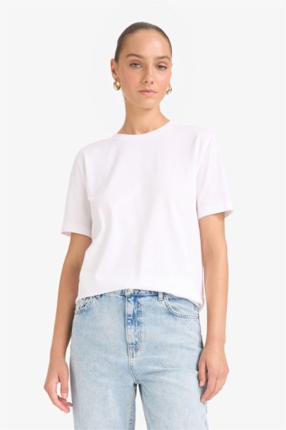 Regular Fit Crew Neck Basic Cotton T-Shirt