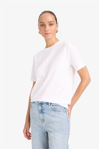 Regular Fit Crew Neck Basic Cotton T-Shirt