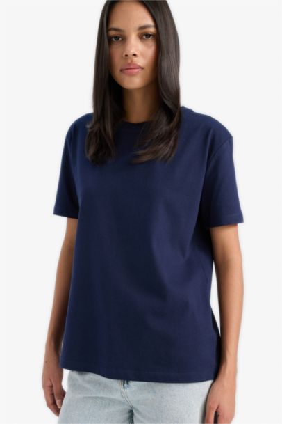 Regular Fit Crew Neck Basic Cotton T-Shirt