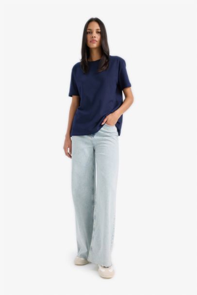 Regular Fit Crew Neck Basic Cotton T-Shirt