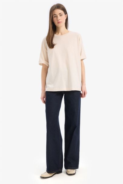 Oversize Fit Crew Neck Basic Cotton Short Sleeve T-Shirt