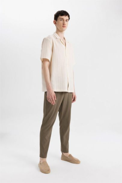 Relax Fit Regular Hem Crinkle Trousers