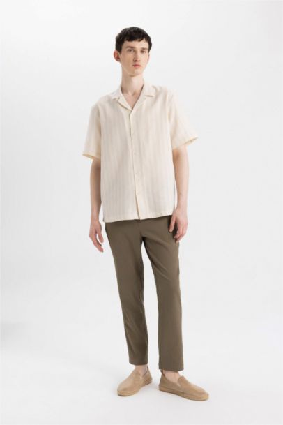 Relax Fit Regular Hem Crinkle Trousers