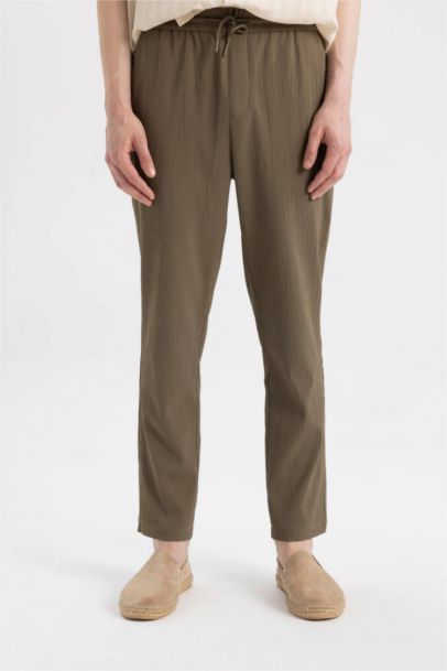 Relax Fit Regular Hem Crinkle Trousers