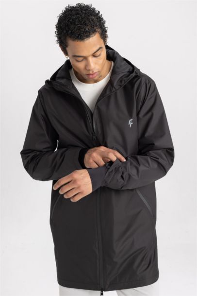 DeFactoFit Waterproof Windproof Hooded Long Raincoat