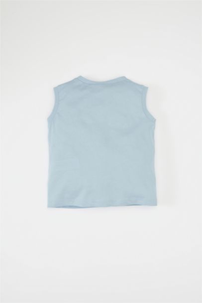 تيشيرت كت ولادي بطبعة شعار قصة عادية بدون ردن