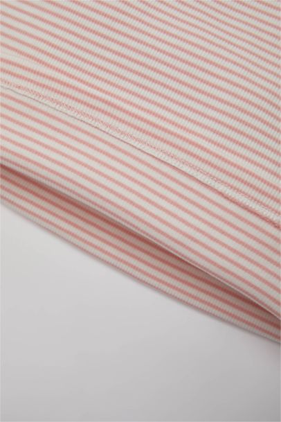 Bisiklet Yaka Çizgili Kısa Kollu Tişört Kız Bebek