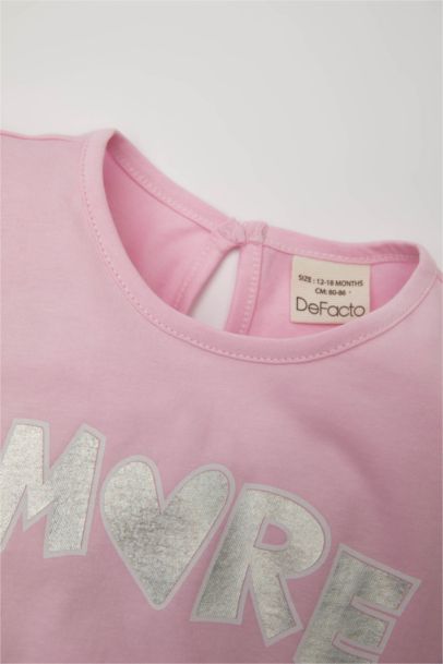 Baby Girl Regular Fit Crew Neck Slogan Printed T-Shirt