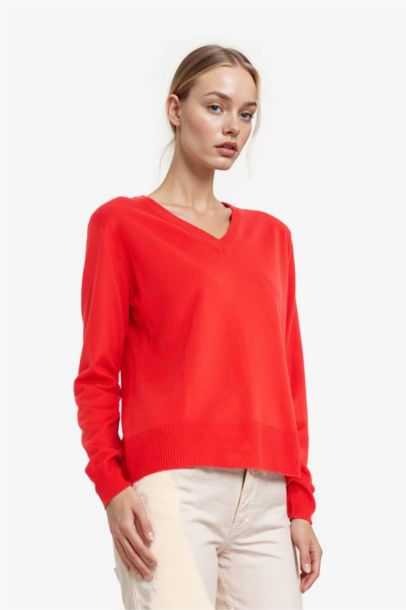 Pull en tricot à col V Coupe décontractée