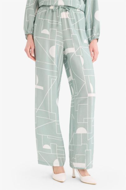 Pantalon large imprimé à coupe confortable