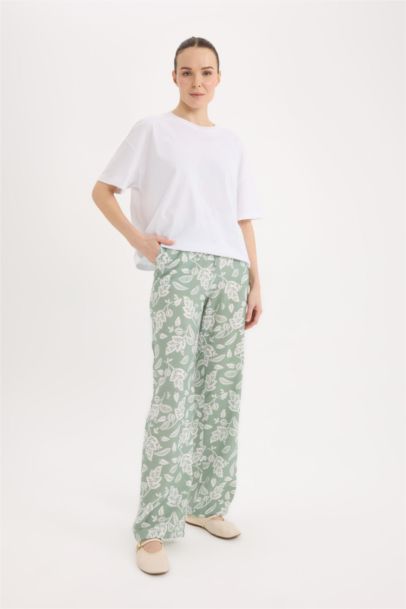Comfortable Patterned High Waist Wide Leg Trousers