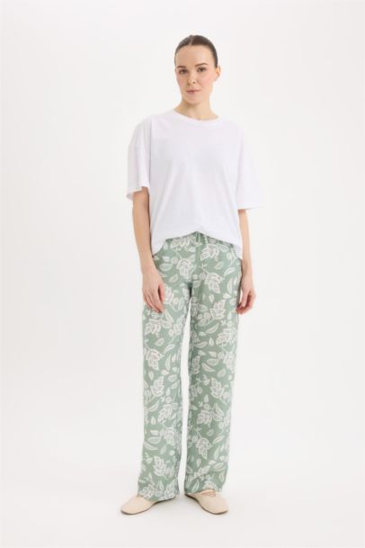 Comfortable Patterned High Waist Wide Leg Trousers