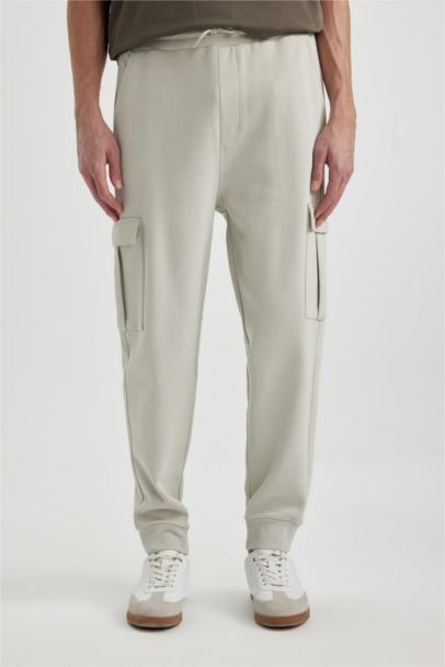 Oversize Fit Rib Hem With Cargo Pocket Pique Trousers